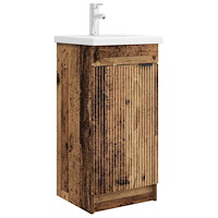 vidaXL Badrumsspegel med handfat Gammalt trä 42 x 40 x 84,5 cm