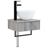 vidaXL Väggmonterat Handfat Grå Sonoma 40 x 35 x 39 cm Konstruerat trä