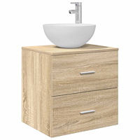 vidaXL Väggmonterad handfatsspegel Sonoma-ek 49,5 x 41 x 64,5 cm