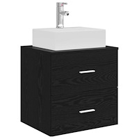 vidaXL Väggmonterad handfatsspegel Svart ek 49,5 x 41 x 62,5 cm