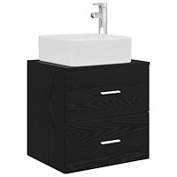 vidaXL Väggmonterad handfatsspegel Svart ek 53 x 34,5 x 63 cm