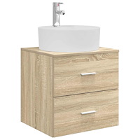 vidaXL Väggmonterad handfatsspegel Sonoma-ek 49,5 x 44,5 x 65 cm