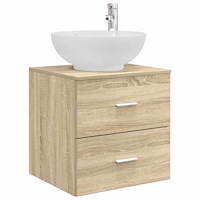 vidaXL Väggmonterad handfatsspegel Sonoma-ek 49,5 x 44,5 x 66,5 cm