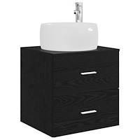 vidaXL Väggmonterad handfatsspegel Svart ek 49,5 x 44,5 x 66 cm