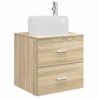 vidaXL Väggmonterad handfatsspegel Sonoma-ek 49,5 x 44,5 x 66 cm