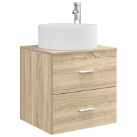 vidaXL Väggmonterad handfatsspegel Sonoma-ek 49,5 x 44,5 x 65,5 cm