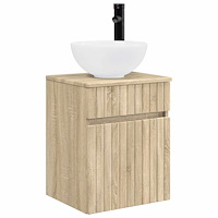 vidaXL Väggmonterad handfatsspegel Sonoma-ek 39 x 41 x 64,5 cm