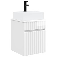 vidaXL Väggmonterad Handfat Vanity Vit högglans 39 x 41 x 62,5 cm