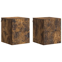 vidaXL Väggmonterat Sängbord 2 pcs Rökt ek 34,5 x 33 x 40 cm