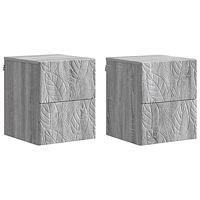 vidaXL Väggmonterat Sängbord 2 pcs Grå Sonoma 34,5 x 33 x 40 cm