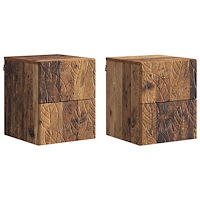 vidaXL Väggmonterat Sängbord 2 pcs Gammalt trä 34,5 x 33 x 40 cm