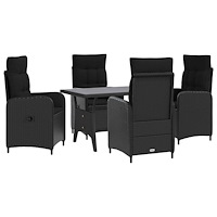 vidaXL Utomhusmatbord 5 pcs Svart konstrotting