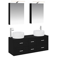 vidaXL Badrumsmöbelset 5 pcs Svart ek Konstruerat trä och glas