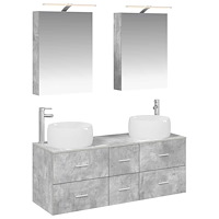 vidaXL Badrumsmöbelset 5 pcs Betonggrå Konstruerat trä och glas