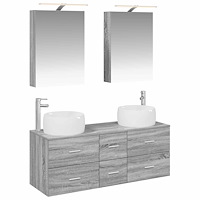 vidaXL Badrumsmöbelset 5 pcs Grå Sonoma Konstruerat trä och glas