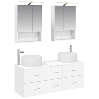 vidaXL Badrumsmöbelset 5 pcs Vit Konstruerat trä och glas