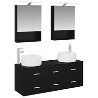 vidaXL Badrumsmöbelset 5 pcs Svart ek Konstruerat trä och glas