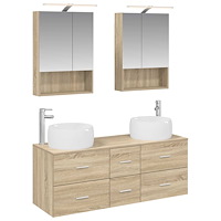 vidaXL Badrumsmöbelset 5 pcs Sonoma-ek Konstruerat trä och glas