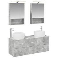 vidaXL Badrumsmöbelset 5 pcs Betonggrå Konstruerat trä och glas