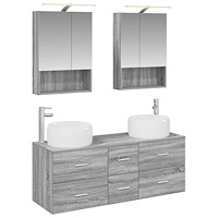 vidaXL Badrumsmöbelset 5 pcs Grå Sonoma Konstruerat trä och glas