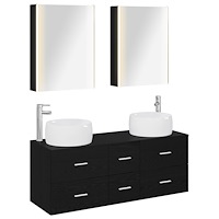 vidaXL Badrumsmöbelset 5 pcs Svart ek Konstruerat trä och glas