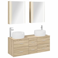 vidaXL Badrumsmöbelset 5 pcs Sonoma-ek Konstruerat trä och glas