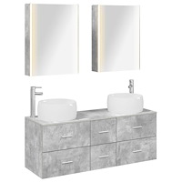 vidaXL Badrumsmöbelset 5 pcs Betonggrå Konstruerat trä och glas