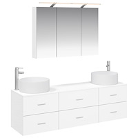 vidaXL Badrumsmöbelset 4 pcs Vit Konstruerat trä och glas