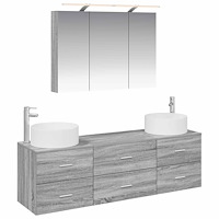 vidaXL Badrumsmöbelset 4 pcs Grå Sonoma Konstruerat trä och glas