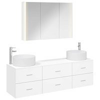 vidaXL Badrumsmöbelset 4 pcs Vit Konstruerat trä och glas