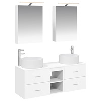 vidaXL Badrumsmöbelset 5 pcs Vit Konstruerat trä och glas