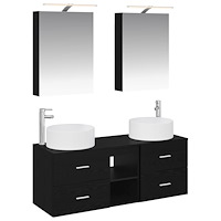 vidaXL Badrumsmöbelset 5 pcs Svart ek Konstruerat trä och glas