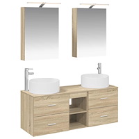 vidaXL Badrumsmöbelset 5 pcs Sonoma-ek Konstruerat trä och glas