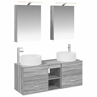 vidaXL Badrumsmöbelset 5 pcs Grå Sonoma Konstruerat trä och glas
