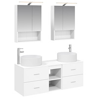 vidaXL Badrumsmöbelset 5 pcs Vit Konstruerat trä och glas
