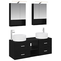 vidaXL Badrumsmöbelset 5 pcs Svart ek Konstruerat trä och glas