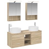 vidaXL Badrumsmöbelset 5 pcs Sonoma-ek Konstruerat trä och glas