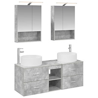 vidaXL Badrumsmöbelset 5 pcs Betonggrå Konstruerat trä och glas
