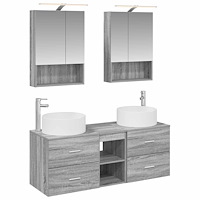 vidaXL Badrumsmöbelset 5 pcs Grå Sonoma Konstruerat trä och glas