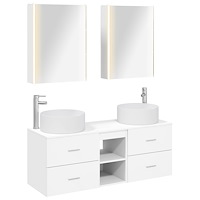 vidaXL Badrumsmöbelset 5 pcs Vit Konstruerat trä och glas