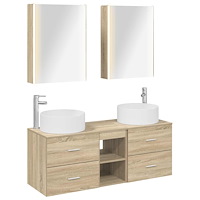 vidaXL Badrumsmöbelset 5 pcs Sonoma-ek Konstruerat trä och glas