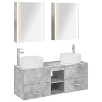 vidaXL Badrumsmöbelset 5 pcs Betonggrå Konstruerat trä och glas
