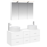 vidaXL Badrumsmöbelset 4 pcs Vit Konstruerat trä och glas