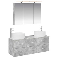 vidaXL Badrumsmöbelset 4 pcs Betonggrå Konstruerat trä och glas