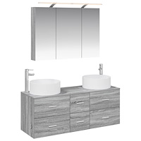 vidaXL Badrumsmöbelset 4 pcs Grå Sonoma Konstruerat trä och glas