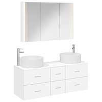 vidaXL Badrumsmöbelset 4 pcs Vit Konstruerat trä och glas