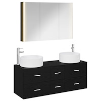 vidaXL Badrumsmöbelset 4 pcs Svart ek Konstruerat trä och glas