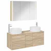 vidaXL Badrumsmöbelset 4 pcs Sonoma-ek Konstruerat trä och glas