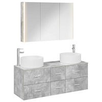 vidaXL Badrumsmöbelset 4 pcs Betonggrå Konstruerat trä och glas