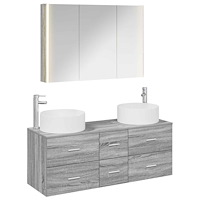 vidaXL Badrumsmöbelset 4 pcs Grå Sonoma Konstruerat trä och glas